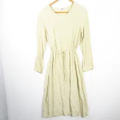 ユニクロ UNIQLO ユー U ルメール シャイニーレーヨンワンピース 長袖 S イエロー kz10746