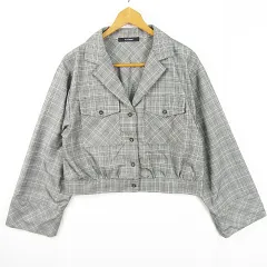 ダブルクローゼット w closet ジャケット 長袖 レーヨン F ライトグレー チェック kz10469