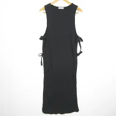 フリークスストア FREAKS STORE ノースリーブ ワンピース ロング ジレ ベスト リブ 綿 F ブラック kz9891