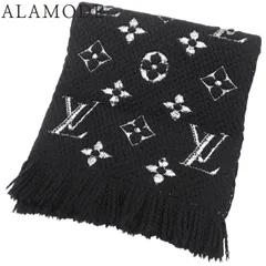 LOUIS VUITTON(ルイ・ヴィトン) モノグラム エシャルプ・ロゴマニア シャイン マフラー ファッション小物 ウール シルク ポリエステル ノワール ブラック黒 シルバー銀 M75833 レディース 40802174651【中古】【アラモード】