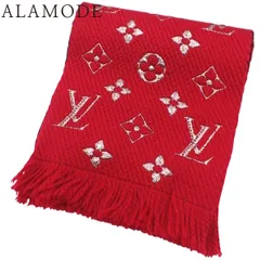 LOUIS VUITTON(ルイ・ヴィトン) モノグラム エシャルプ・ロゴマニア シャイン マフラー アパレル ファッション小物 ウール シルク ポリエステル レッド赤 シルバー銀 M75832 レディース 40802174654【中古】【アラモード】