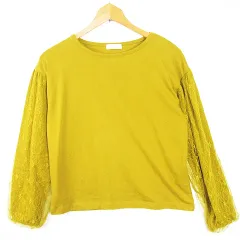 アースミュージック&エコロジー EARTH MUSIC & ECOLOGY プル ブラウス 長袖 綿 F マスタード kz10997