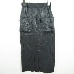 ジーナシス JEANASIS ロング タイト スカート スリット レーヨン M 光沢 チャコール kz11238