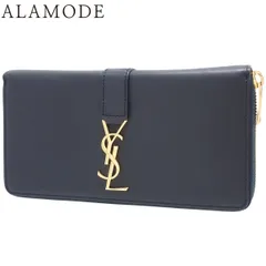 SAINT LAURENT PARIS(サンローランパリ) ラウンドジップ ロングウォレット ロングウォレット 長財布 ラウンドファスナー カサンドラ YSLロゴ レザー ネイビー紺 ゴールド金具 414570 レディース 40802174211【アラモード】