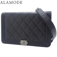 CHANEL(シャネル) ボーイシャネル ココマーク チェーンウォレット ショルダーバッグ 肩掛け 斜め掛け キャビアスキン ブラック黒 シルバー金具 レディース 40802175313【中古】【アラモード】