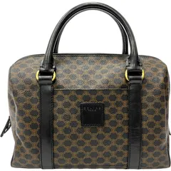 CELINE セリーヌ ヴィンテージ マカダム ブラゾン 柄 ロゴ レザー ミニ ボストンバッグ ハンドバッグ
