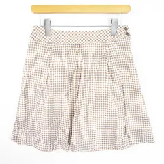 アーノルドパーマー Arnold Palmer フレア バルーン スカート 膝丈 綿 3 ブラウン ギンガムチェック kz11350