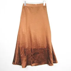 ディスコート Discoat サテン フレア ロング スカート F ブラウン kz12041