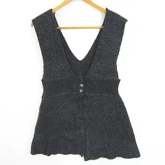 ディスコート Discoat ニット ベスト 前開き Ｖネック ミディアム丈 Ｆ グレー ミックス kz11865