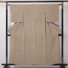 小紋 単衣 身丈157cm 裄丈61cm 正絹 Bランク Mサイズ 広衿 インフォーマル ちりめん 抽象柄 ぼかし染 ベージュ系 1215-02153