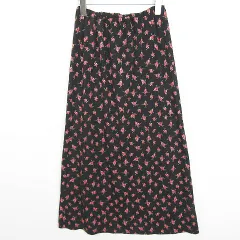 オットー OTTO フレア ロング スカート ストレッチ M ブラック 花柄 kz12271