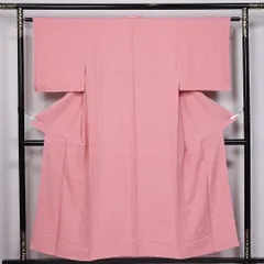 色無地 身丈149cm 裄丈60.5cm XS 正絹 Sランク 袷 広衿 花柄 地紋あり 1214-11216