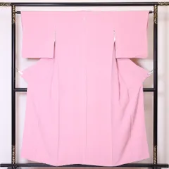 色無地 袷 身丈155cm 裄丈62cm 正絹 Sランク Mサイズ 広衿 一つ紋（違い鷹の羽） セミフォーマル ふくれ織 ピンク系 1214-05218