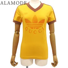 GUCCI(グッチ) GUCCI×adidas Tシャツ Tシャツ アパレル ファッション 半袖 アディダス コラボ XS コットン イエロー黄 ブラウン茶 レディース 40802158584【中古】【アラモード】