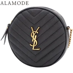 SAINT LAURENT PARIS(サンローランパリ) ヴィニル チェーンショルダーバッグ ショルダーバッグ 肩掛け 斜め掛け YSL モノグラム 丸型 レザー ブラック黒 ゴールド金具 610436 40802168143【中古】【アラモード】