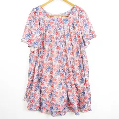 アズノウアズ ピンキー AS KNOW AS PINKY フレア ワンピース 膝丈 半袖 綿 ピンク ブルー 花柄 kz12286