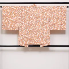 羽織 袷 身丈76cm 裄丈63cm 正絹 Sランク Sサイズ カジュアル 紋意匠 花柄 菊 朱系 白系 1217-06195
