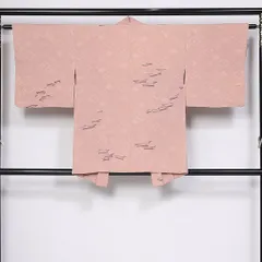 羽織 袷 身丈80cm 裄丈61cm 正絹 Bランク Sサイズ カジュアル 紐あり 紋意匠 菱形 創作柄 ピンク系 1217-10252