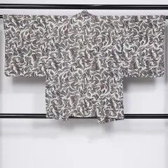 羽織 袷 身丈81cm 裄丈63cm 正絹 Cランク Sサイズ カジュアル 紐あり 創作柄 グレー系 1217-10295