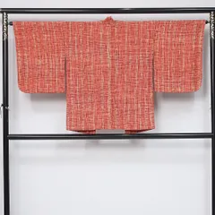 羽織 身丈74cm 裄丈64.5cm Aランク M 正絹 袷 紐あり カジュアル 赤系 1217-12064