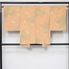 羽織 身丈79cm 裄丈64.5cm Aランク M 正絹 袷 樹木 ぼかし 紐あり カジュアル クリーム系 1217-12098