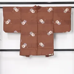 アンティーク 銘仙 身丈89cm 裄丈61cm Bランク S 正絹 袷 ポップ 創作 茶系 1217-12516