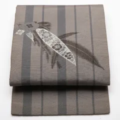 アンティーク 袋帯 帯丈404cm ポイント柄 全通 リバーシブル 菊 紗彩形 花菱 笹 セミフォーマル グレー系 正絹 Aランク 1223-01359