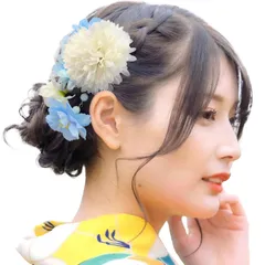 【数量限定】おしゃれ 精緻 かわいい ドライフラワー 夏祭り 花火大会 お菊 花見 クリップ 卒業式 成人式 和装 七五三 謝恩会 着物 お正月 浴衣 披露宴 写真?影 ヘッドドレス プレゼント 青 [Baramoly]髪飾り YC008