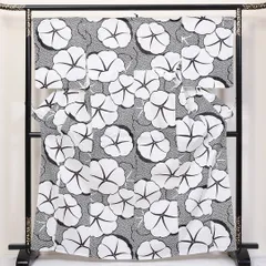 新品 綿麻 浴衣 身丈163cm 裄丈67cm 洗える着物 鹿の子柄 梅 白系 Nランク 1218-00086