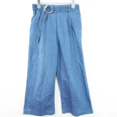 ドレスキップ DRESKIP ワイド パンツ ベルト付き コットン M ライトブルー kz12494