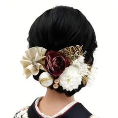 【数量限定】フォーマル 対応 カジュアル パーティー 両用 花火大会 振袖 結婚式 浴衣 浴衣 袴 卒業式 着物 七五三 ゴールド ドライフラワー 赤 小物 白 ヘアアクセサリー 髪留め 和装 セット 髪飾り 礼盒装【8点セット】| 成人式