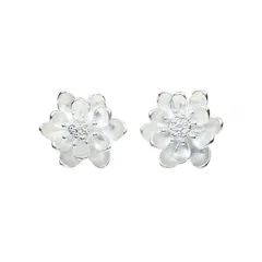 【人気商品】人気 イヤリング シンプル 花 お誕生日 金属アレルギー対応 普段使い スタッド 冠婚葬祭 シルバー 記念日 レディース 母の日 ピアス ママ 蓮の花 プレゼント