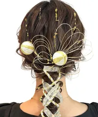 【数量限定】人気 ロープ 組紐 ゴールド シルバー 銀箔 ヘアアクセサリー 前撮り 振袖 金箔 卒業式 結婚式 水引 和装 袴 成人式 着物 浴衣に 髪飾り ブライダル 花嫁 [JZOON] ヘッドパーツ J0026