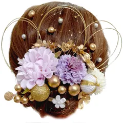 【人気商品】花 袴 振袖 浴衣 振袖 成人式 成人式 着物 七五三 和服 結納 人気 金箔 入学式 和玉 ヘアーアクセサリー 結婚式 水引 発表会 卒業式 髪飾り 紫 [ULITU]