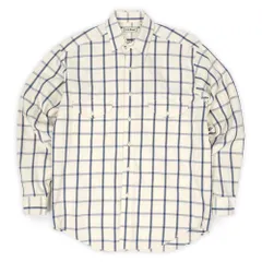 エルエルビーン L.L.Bean 90s 90年代 コットンワークシャツ ピケ コードレーン 珍品 オールド 旧タグ USA ヴィンテージ アメリカ 古着 メンズ シャツ 生成り × 紺 チェック柄 M【中古】