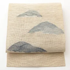 夏物 名古屋帯 ポイント柄 帯丈352cm カジュアル Aランク 正絹 羅 遠山 クリーム系 1224-01971