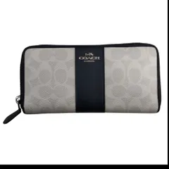 COACH コーチ 長財布 F54630 ブラウン系 PVC×レザー ラウンドファスナー ウォレット【中古品】A101335RK