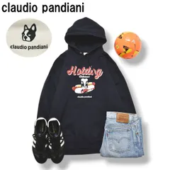 クラウディオ パンディアーニ claudio pandiani フレンチブルドック アニマル プリント パーカー スウェット 裏地 パイル L ネイビー ストリート サッカー フットサル メンズのサムネイル