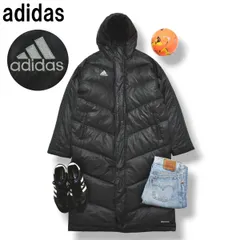 アディダス adidas キルティング ダウン ベンチ コート パーカー ウィンドブレーカー ジャンパー ラグランスリーブ CLIMA365 CLIMAPROOF O ブラック スポーツ メンズ