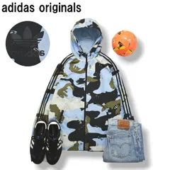 アディダス オリジナルス adidas originals カモフラージュ ウィンド ジャケット パーカー スリーストライプス トレフォイル ロゴ 裏地 メッシュ M 迷彩柄 マルチカラー メンズ
