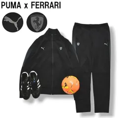 プーマ PUMA x フェラーリ FERRARI  ダブルネーム ロゴ プリント トラック スーツ ジャージ セットアップ 上下 ジャケット x パンツ M ブラック モーター スポーツ メンズ