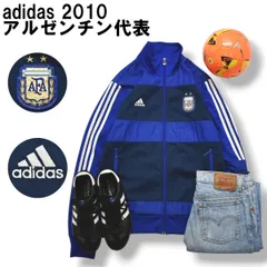 アディダス adidas 2010 アルゼンチン代表 トラック ジャケット ジャージ ジップアップ スリーストライプス パフォーマンス ロゴ M ブルー サッカー フットボール ウェア メンズ