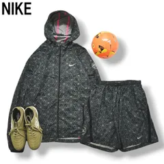 ナイキ NIKE ウィンド ウェア セットアップ 上下 ジャケット x ショート パンツ リフレクター プリント M 小紋柄 総柄 ダークグレー スポーツ ウェア タウンユース レジャー メンズ