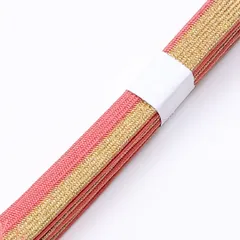 帯締め 平組紐 ピンク系 礼装用 正絹 金系 Sランク 1236-000760