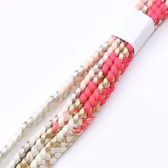 帯締め 平組紐 白系 礼装用 正絹 ピンク系 Sランク 1236-000761