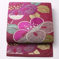 アンティーク 名古屋帯 ポイント柄 帯丈327cm Bランク 正絹 梅 独創的 遊び心 紫系 1224-02647