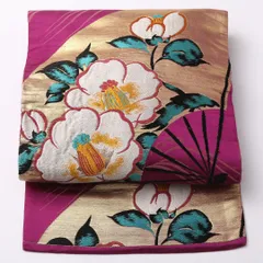 アンティーク 名古屋帯 ポイント柄 帯丈329cm Bランク 正絹 梅 独創的 存在感 紫系 1224-02650