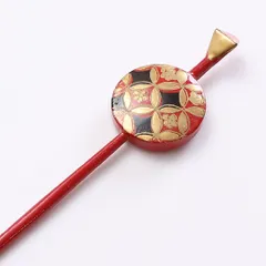 平打 髪飾り Aランク アクリル樹脂 かんざし 蒔絵 七宝 梅鉢 赤系 1237-00374