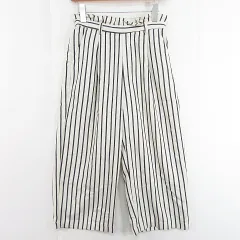 ドレスキップ DRESKIP ワイド パンツ 麻 レーヨン 綿 M アイボリー ストライプ kz12515