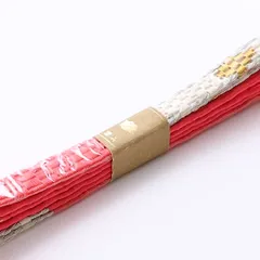 新古品 帯締め 平組紐 金銀糸 礼装用 正絹 ピンク系 Nランク 1236-000624